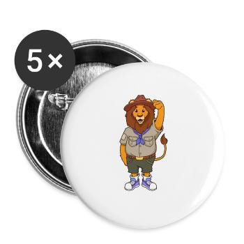 Cartoon Lion est Boy Scout - Lot de 5 petits badges (25 mm) - blanc - Devant