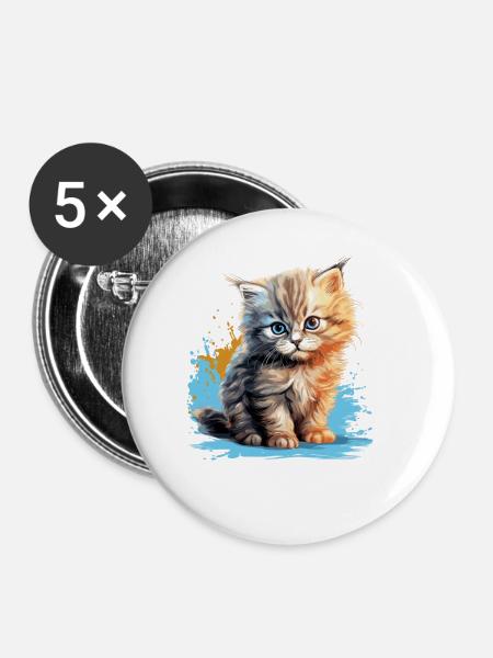 Persian Cat Perser Katze - Buttons klein 25 mm (5er Pack) - Weiß
