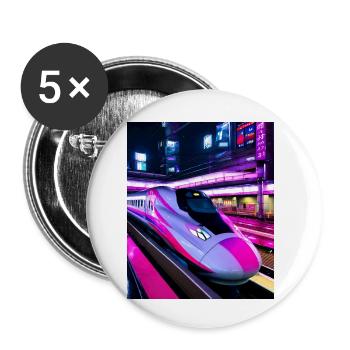 Train Japan Tokyo Night - Lot de 5 petits badges (25 mm) - blanc - Devant