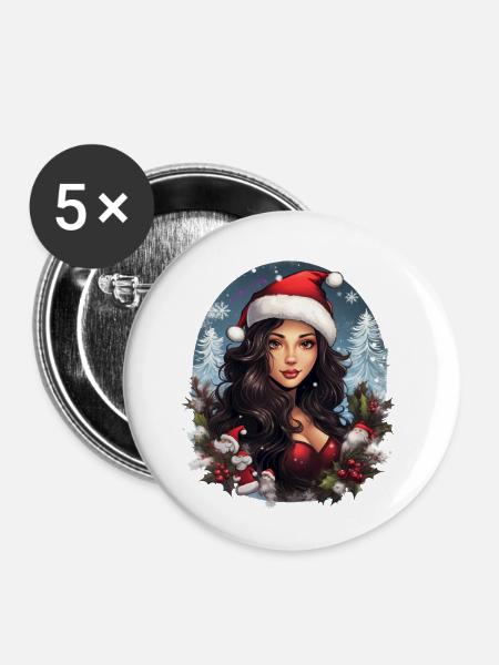 Frau Claus - Buttons klein 25 mm (5er Pack) - Weiß