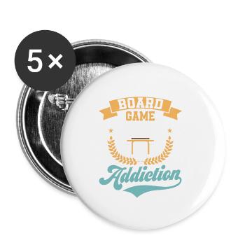 Jeu de société Addict Nerd Gamer Joueur de table - Lot de 5 petits badges (25 mm) - blanc - Devant
