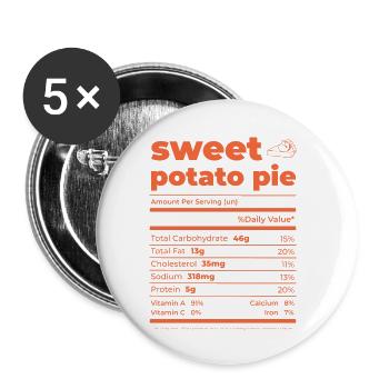 Tarte aux patates douces Thanksgiving Friendsgiving - Lot de 5 petits badges (25 mm) - blanc - Devant