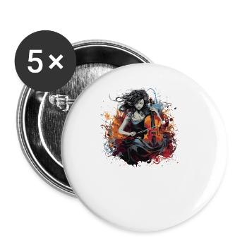 Cello player, cellist-musician - Buttons small 1''/25 mm (5-pack) - white - Front