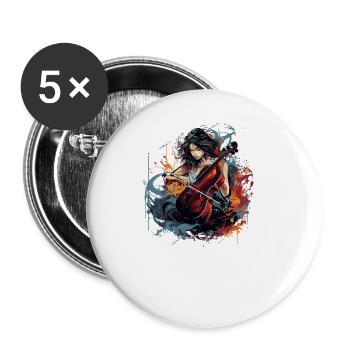 Cello player Cellist musician - Buttons small 1''/25 mm (5-pack) - white - Front
