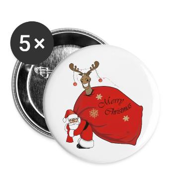 Frohe Weihnachten - Buttons klein 25 mm (5er Pack) - Weiß - Vorne