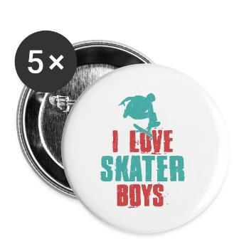 I Love Skater Boys Skateboarding Skate Skateboard - Buttons small 1''/25 mm (5-pack) - white - Front