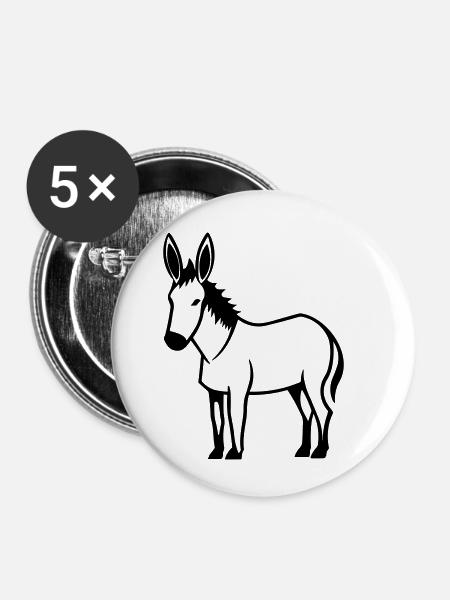 Esel - Buttons klein 25 mm (5er Pack) - Weiß