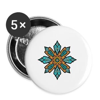 Frost Symbol Schnee Stern Winter - Buttons klein 25 mm (5er Pack) - Weiß - Vorne