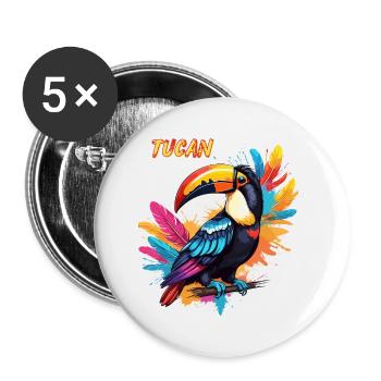 TOUCAN - Buttons small 1''/25 mm (5-pack) - white - Front