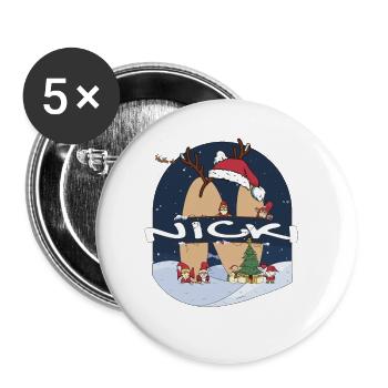 Awesome Nick Name w Santa Hat in Xmas Theme - Buttons small 1''/25 mm (5-pack) - white - Front