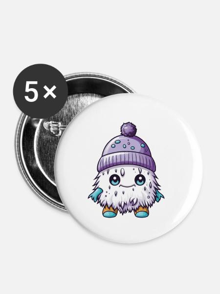 Winter Eskimo Comic Winterlich - Buttons klein 25 mm (5er Pack) - Weiß