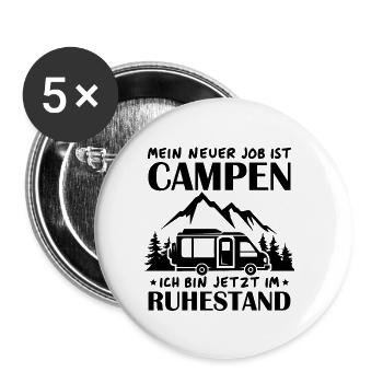 Renter Camping Geschenk - Buttons klein 25 mm (5er Pack) - Weiß - Vorne