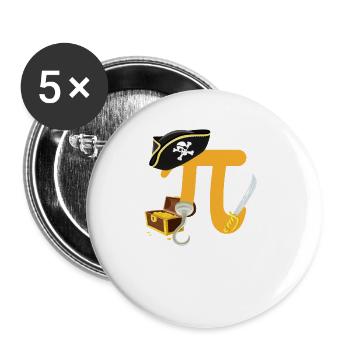 PIrate Pi Day Drôle Pirate Lovers Math - Lot de 5 petits badges (25 mm) - blanc - Devant