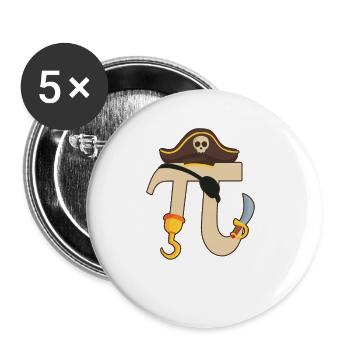 PIrate Pi Day Drôle Pirate Lovers Math - Lot de 5 petits badges (25 mm) - blanc - Devant