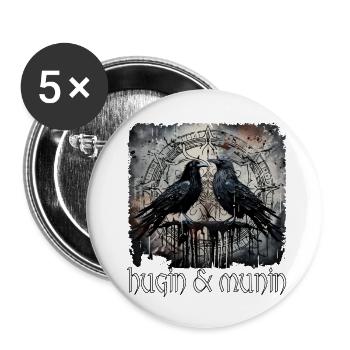 Vikings, Corbeaux d’Odin, Hugin et Munin, Celtes - Lot de 5 petits badges (25 mm) - blanc - Devant