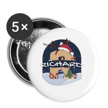 Toller Richard-Name mit Weihnachtsmütze im Weihnachtsthema - Buttons klein 25 mm (5er Pack) - Weiß - Vorne