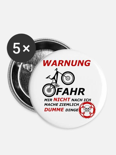 WARNUNG - Buttons klein 25 mm (5er Pack) - Weiß
