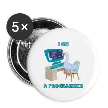Un canard programmeur, un design amusant pour les programmeurs - Lot de 5 petits badges (25 mm) - blanc - Devant