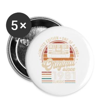 Vintage 1981 - Buttons small 1''/25 mm (5-pack) - white - Front