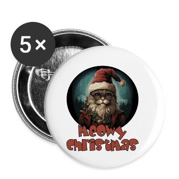 Funny saying with Christmas cat - Buttons small 1''/25 mm (5-pack) - white - Front