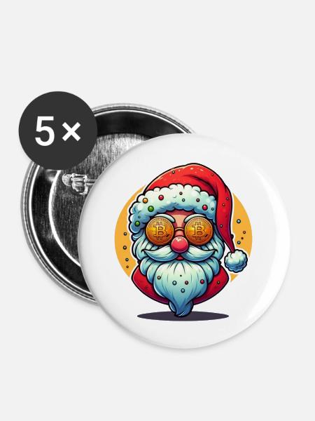 Crypto Claus - Buttons klein 25 mm (5er Pack) - Weiß