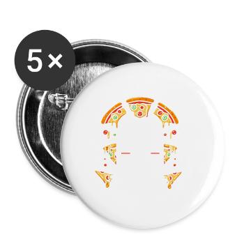 Restez calme et mangez de la pizza - Lot de 5 petits badges (25 mm) - blanc - Devant