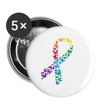 Combattez le cancer de toutes les couleurs Mois de la sensibilisation au cancer - Lot de 5 petits badges (25 mm) - blanc - Devant