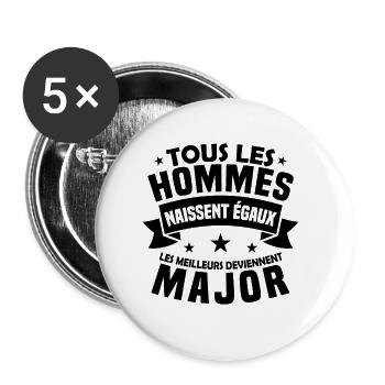 Les meilleurs deviennent major - Lot de 5 petits badges (25 mm) - blanc - Devant