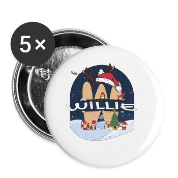 Toller Willie-Name mit Weihnachtsmütze im Weihnachtsthema - Buttons klein 25 mm (5er Pack) - Weiß - Vorne