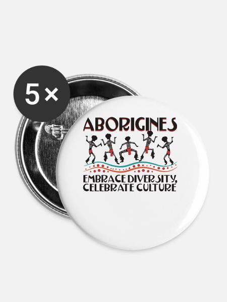 Aborigines Embrace Diversity - Buttons klein 25 mm (5er Pack) - Weiß