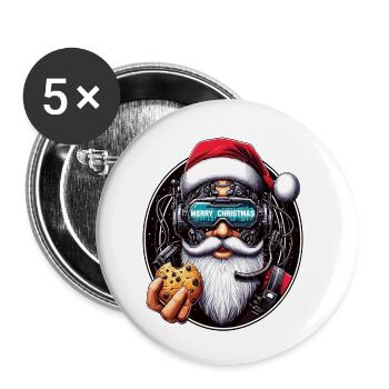 Weihnachtsmann Cyberpunk - Buttons klein 25 mm (5er Pack) - Weiß - Vorne