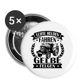 Echte helden fahren gelbe felgen - Buttons klein 25 mm (5er Pack) - Weiß - Vorne
