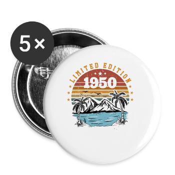 1950er Vintage Retro Geburtstagsgeschenk Geboren 1950 - Buttons klein 25 mm (5er Pack) - Weiß - Vorne