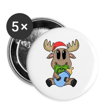 Moose Baby Christmas - Buttons small 1''/25 mm (5-pack) - white - Front