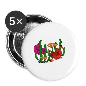 Aquaristik Fischzucht Aquarianer - Buttons klein 25 mm (5er Pack) - Weiß - Vorne