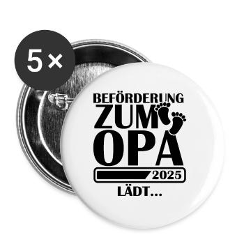 Beförderung zum Opa 2025 - Buttons klein 25 mm (5er Pack) - Weiß - Vorne