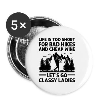 Hiking Nature Trekking Mountaineering Hiker Outdoo - Buttons small 1''/25 mm (5-pack) - white - Front