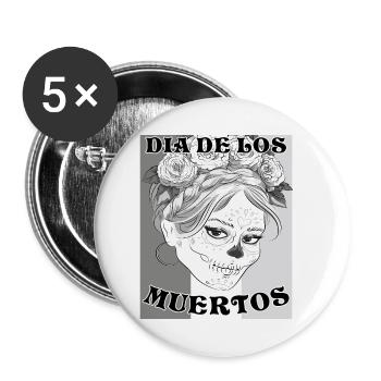DIA DE LOS MUERTOS - Buttons klein 25 mm (5er Pack) - Weiß - Vorne