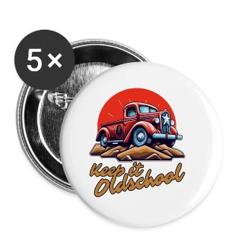 Behalte es altmodisch: Ein Pick-up-Truck - Buttons klein 25 mm (5er Pack) - Weiß - Vorne