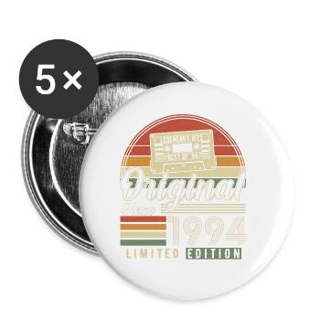 Kultiges 1994er Geburtstags-Shirt - Buttons klein 25 mm (5er Pack) - Weiß - Vorne