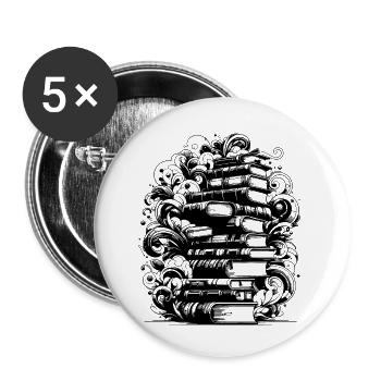 Book Reading Literature Author - Buttons small 1''/25 mm (5-pack) - white - Front