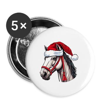 Noël tête de cheval Noël - Lot de 5 petits badges (25 mm) - blanc - Devant