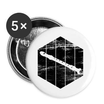 Flûte - Lot de 5 petits badges (25 mm) - blanc - Devant