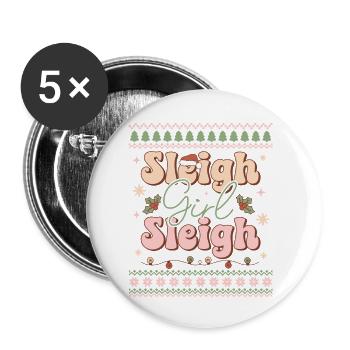 Pull de Noël moche - Lot de 5 petits badges (25 mm) - blanc - Devant
