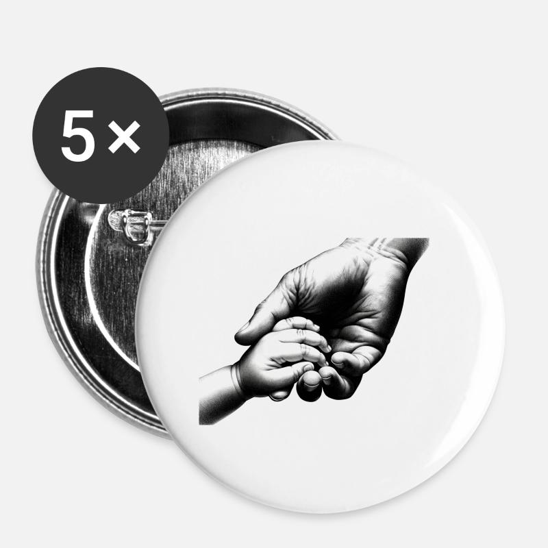 Dad Mom Child Holding Hands - Buttons small 1''/25 mm (5-pack) - white