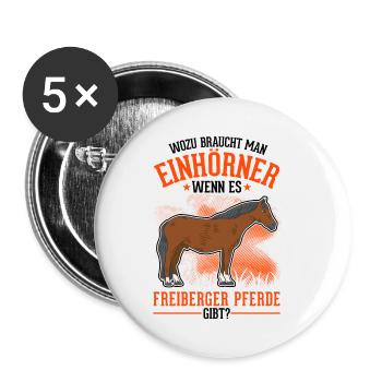 Freiberger Pferd Einhorn - Buttons klein 25 mm (5er Pack) - Weiß - Vorne