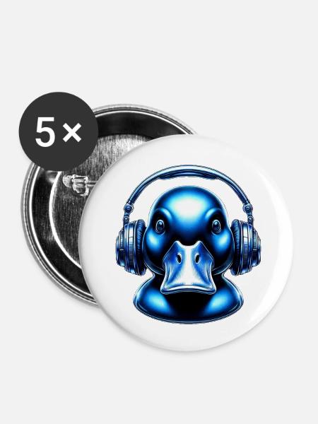 Headphone Duck - Buttons klein 25 mm (5er Pack) - Weiß