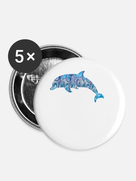 Dolphin - Buttons klein 25 mm (5er Pack) - Weiß