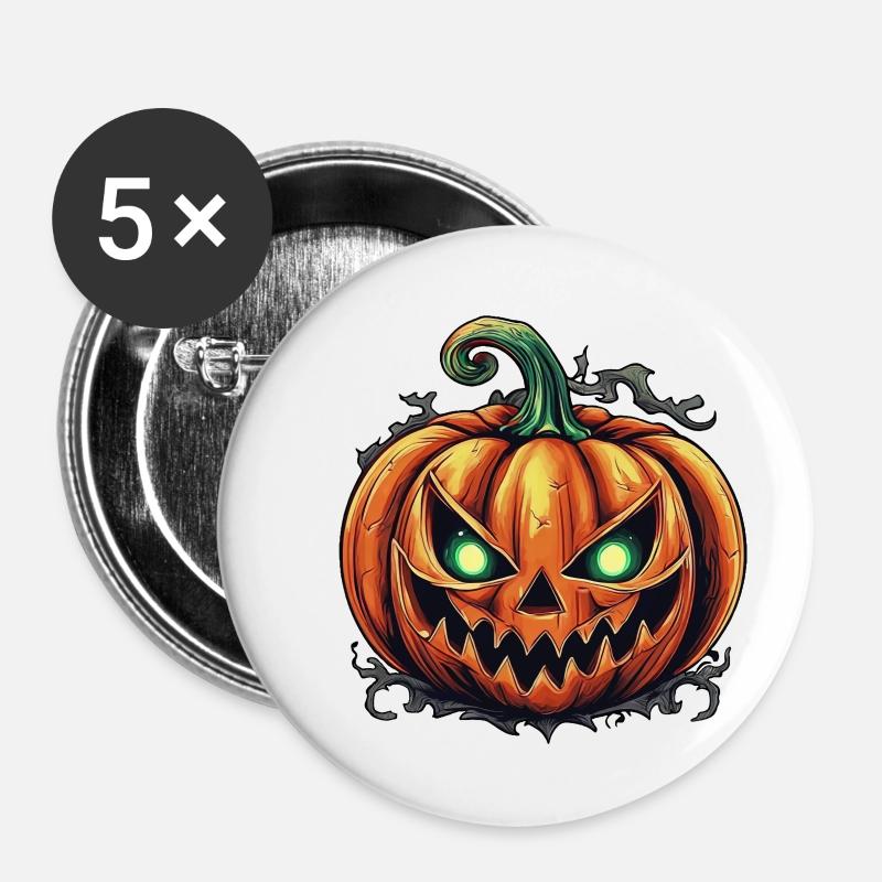 Horrible pumpkin, halloween, morbid - Buttons small 1''/25 mm (5-pack) - white