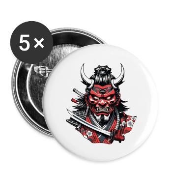Samurai Warrior - Japan - Demon - Buttons small 1''/25 mm (5-pack) - white - Front